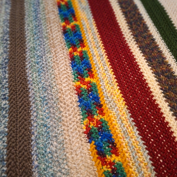 Crocheted Multi Colored Blanket or Throw 72" X 50" - Picture 4 of 5